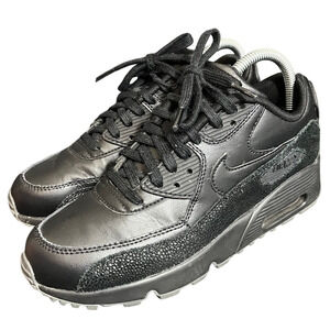 Nike Air Max 90 SE 859560-002 Youth Black Leather Running Shoes 6Y Womens 7.5‎